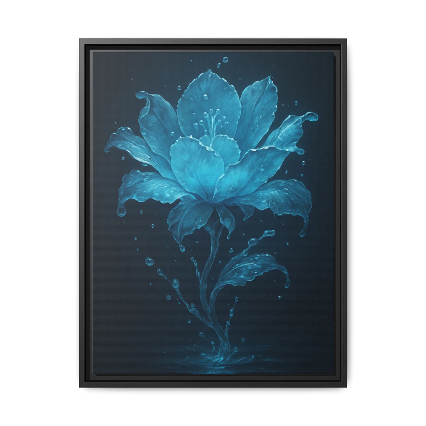 Canvas Wall Art Blue Flower Fancy Matte Framed