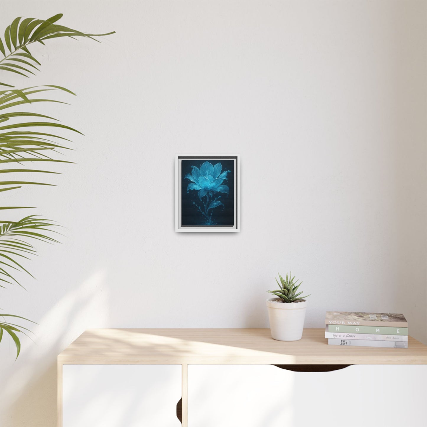 Canvas Wall Art Blue Flower Fancy Matte Framed