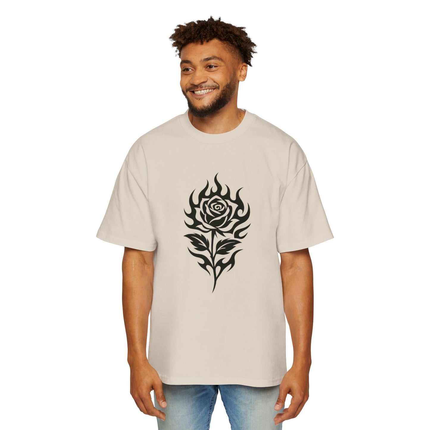 Oversized Tee with Flower Design