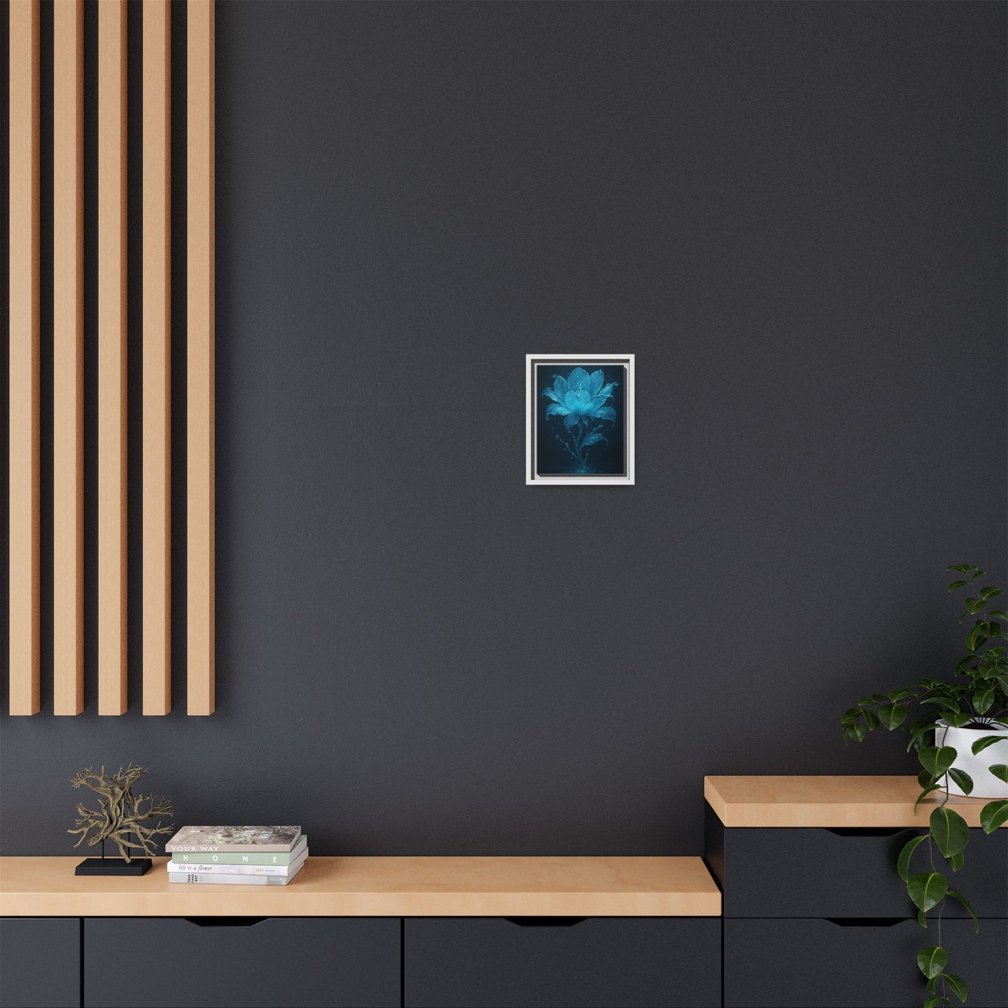 Canvas Wall Art Blue Flower Fancy Matte Framed