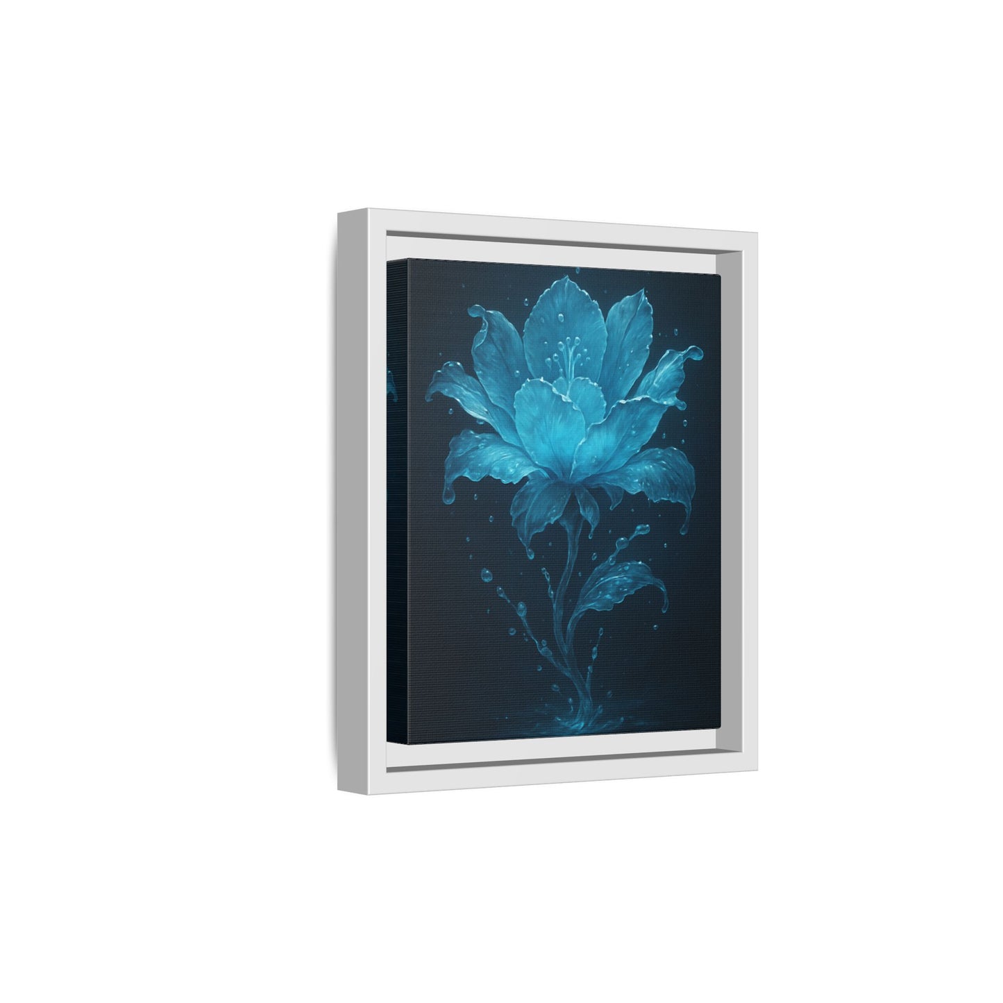 Canvas Wall Art Blue Flower Fancy Matte Framed