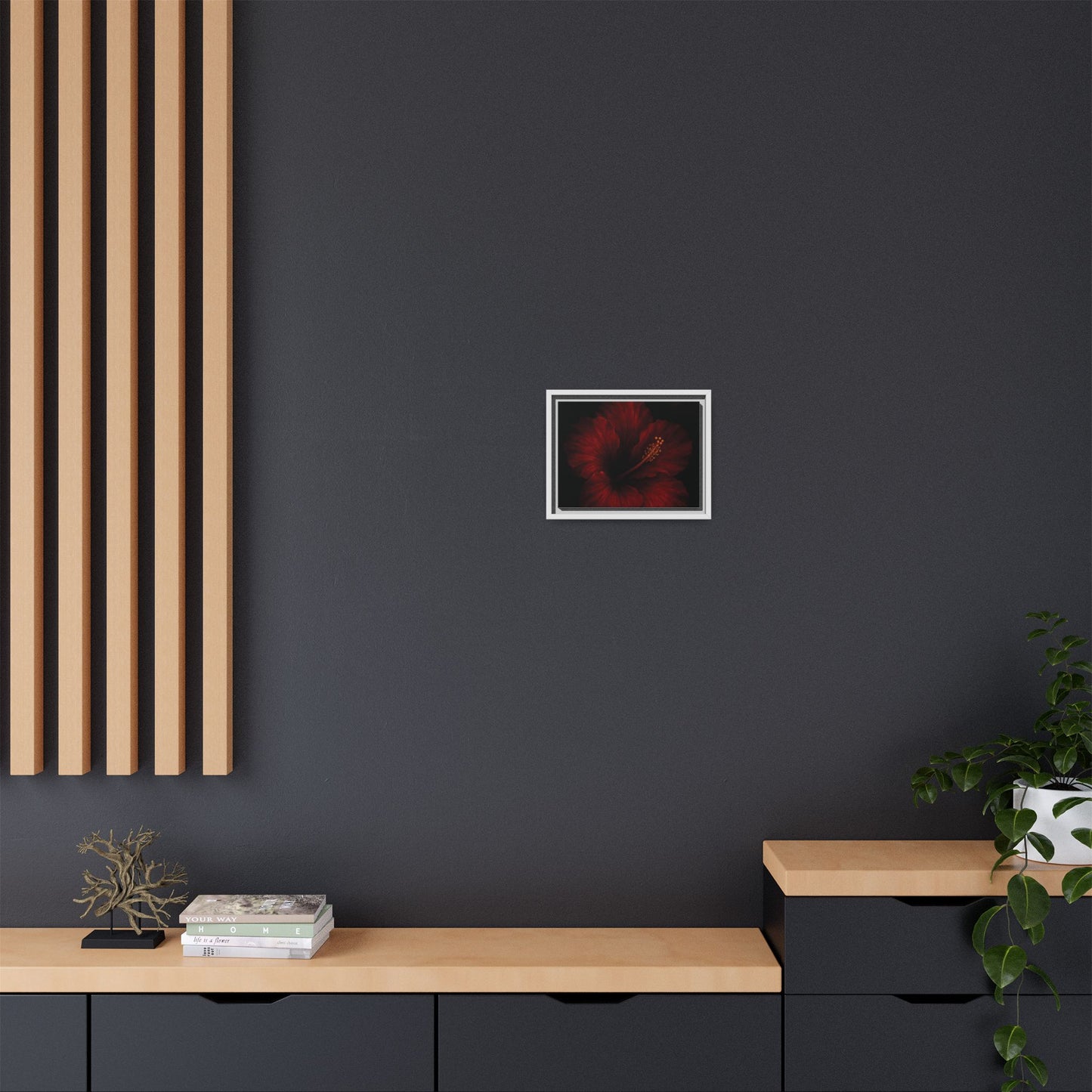 Canvas Wall Art - Red Rose Black Themed