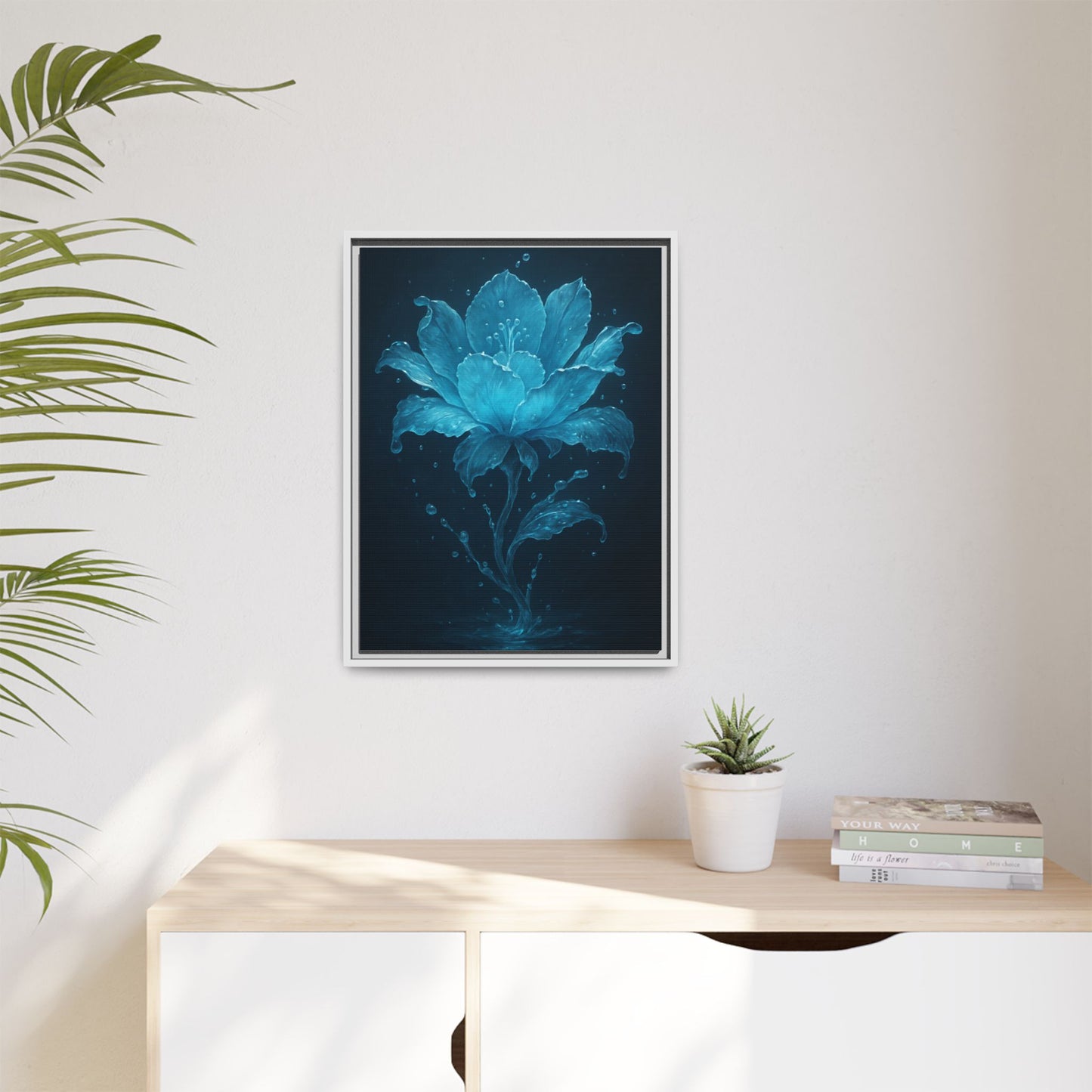 Canvas Wall Art Blue Flower Fancy Matte Framed