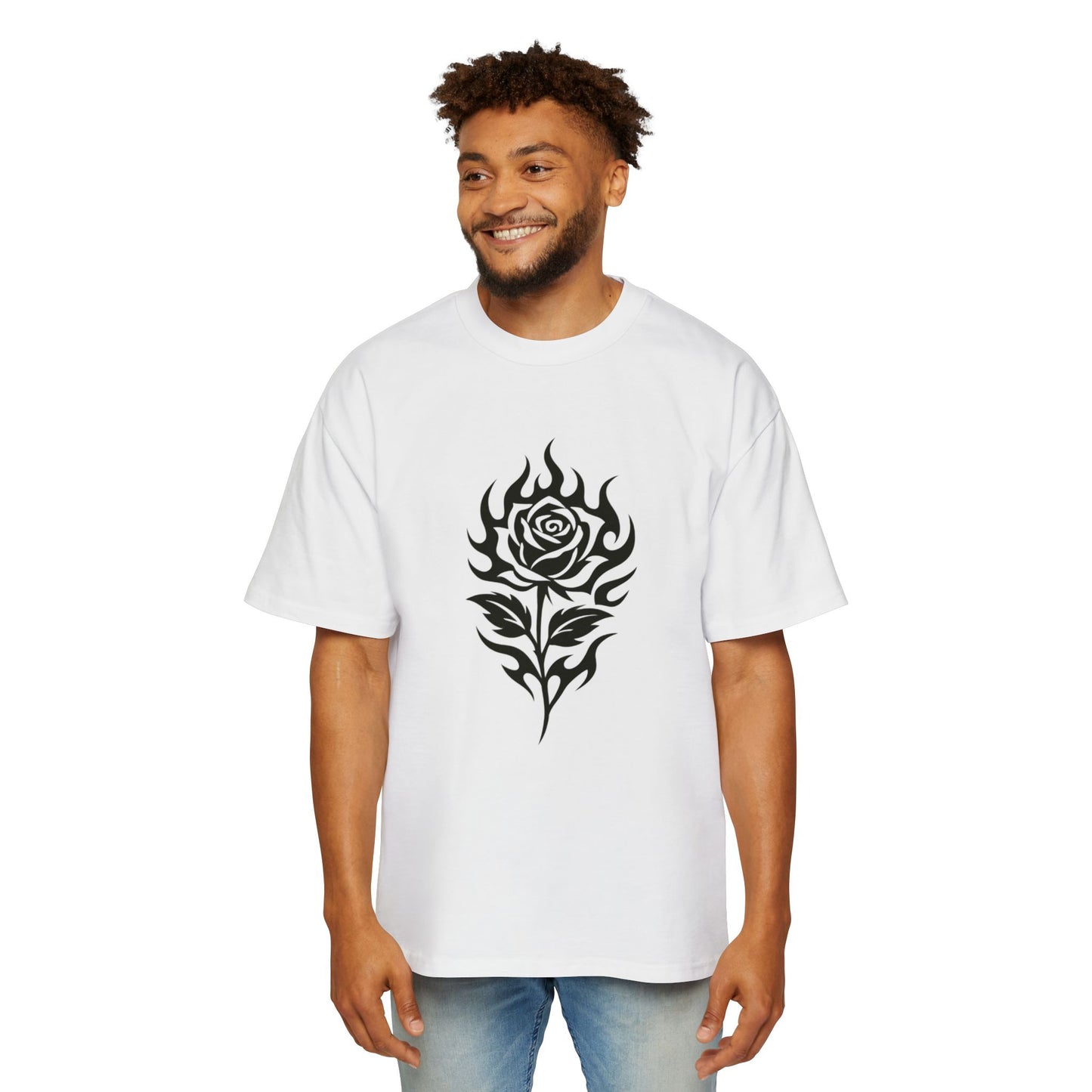 Oversized Tee with Flower Design