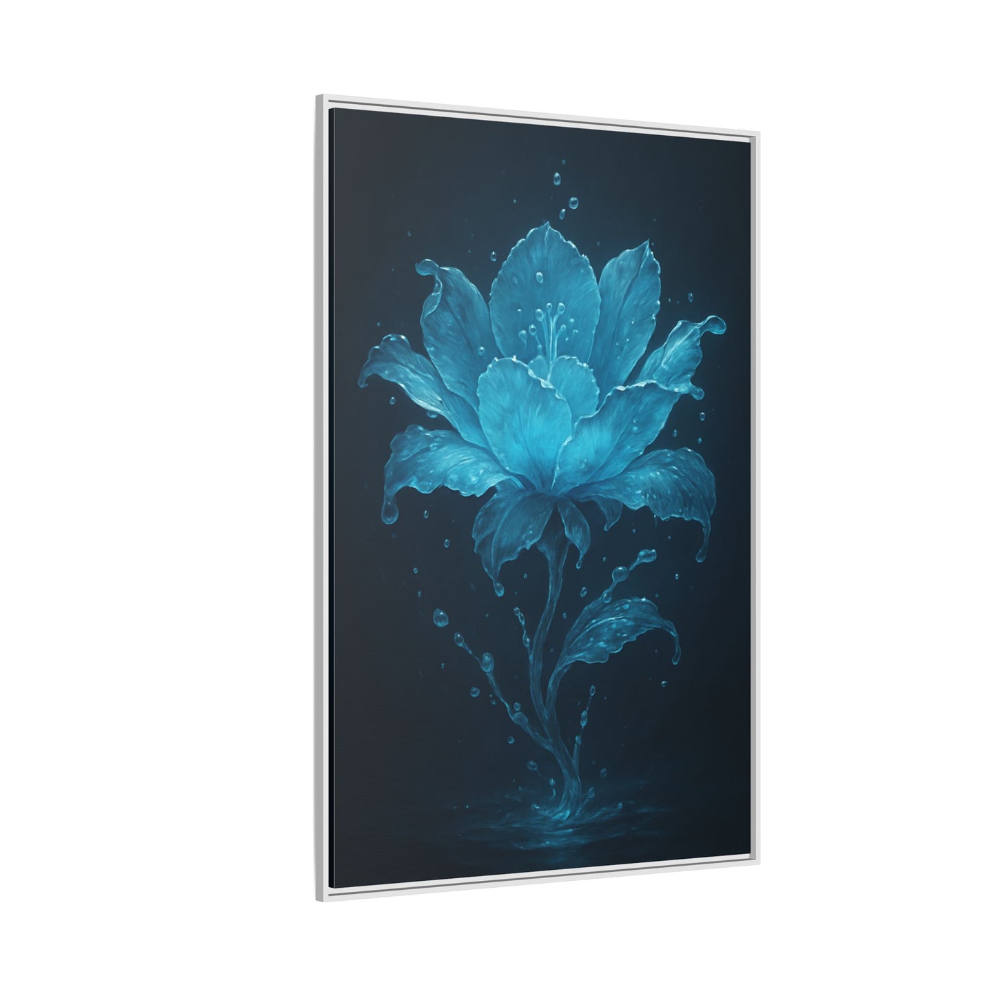 Canvas Wall Art Blue Flower Fancy Matte Framed