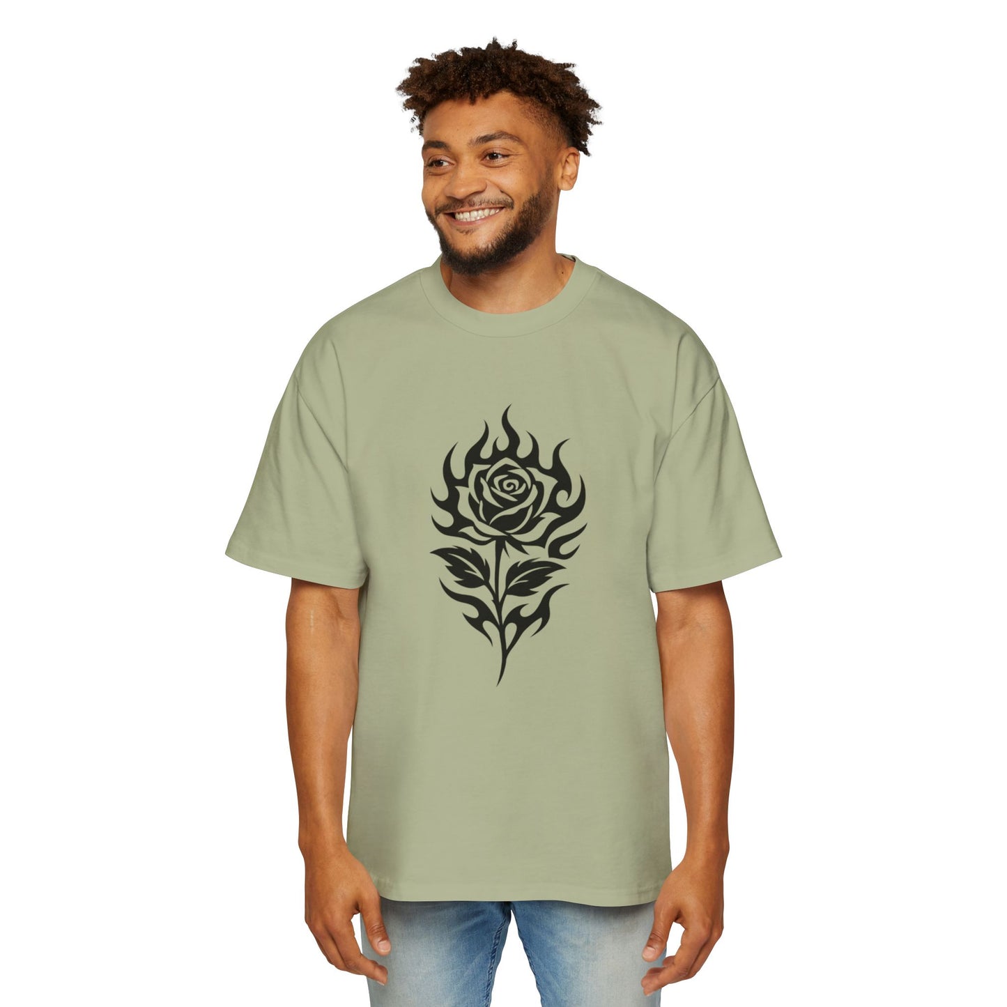 Oversized Tee with Flower Design