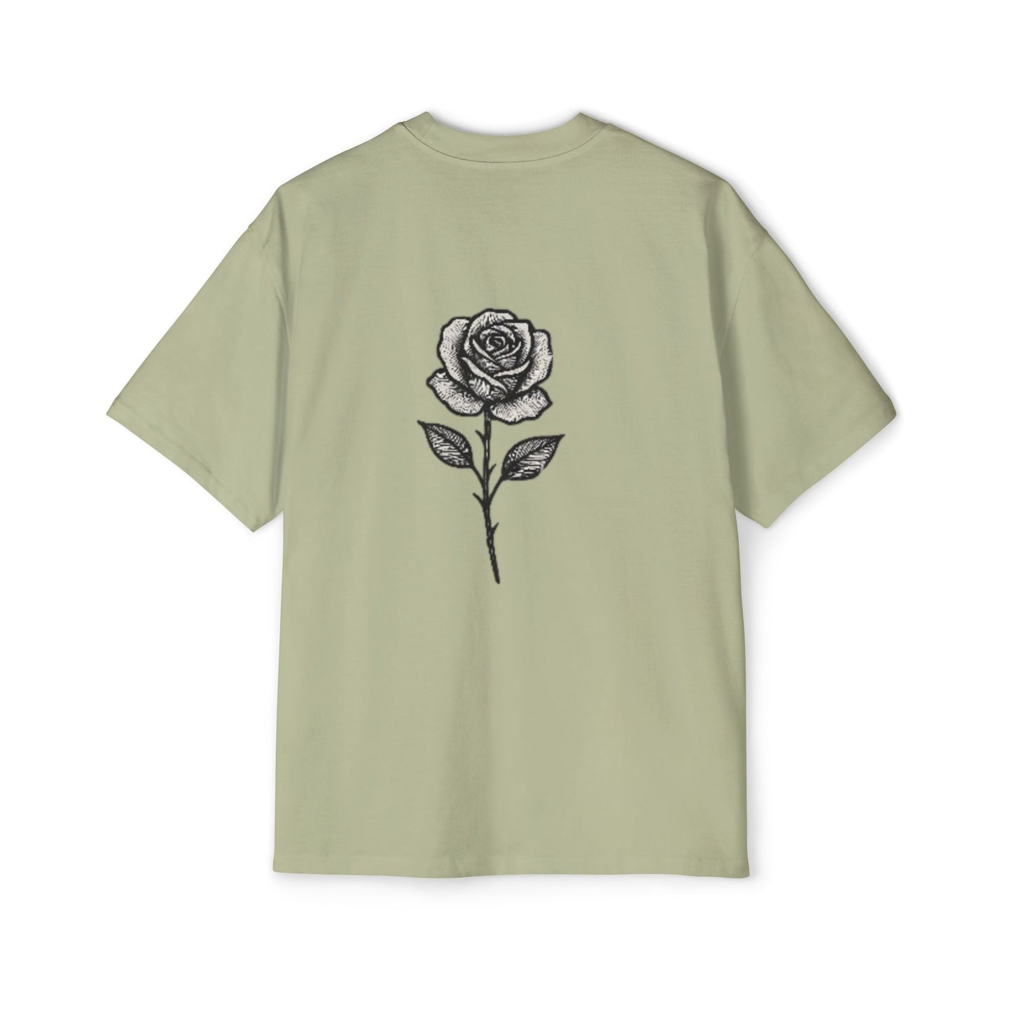 Oversized Tee with Line Art Flower Design