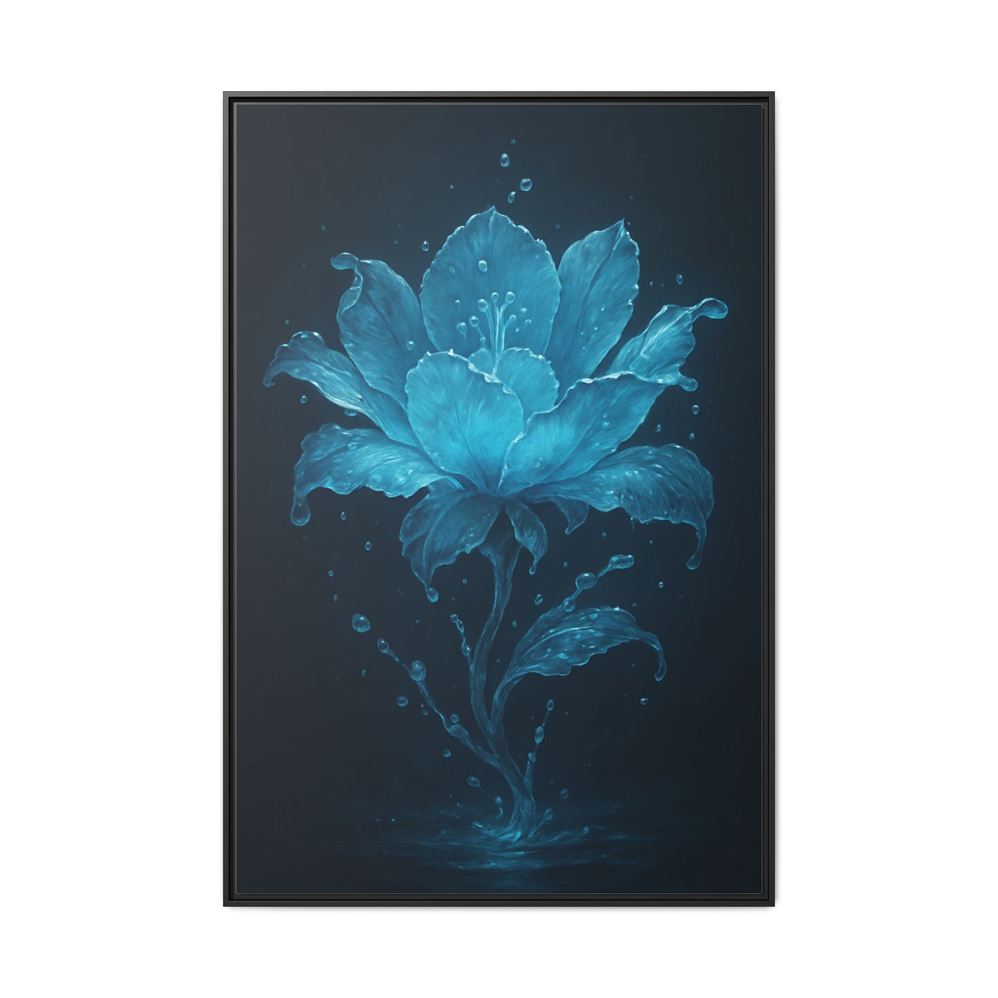 Canvas Wall Art Blue Flower Fancy Matte Framed