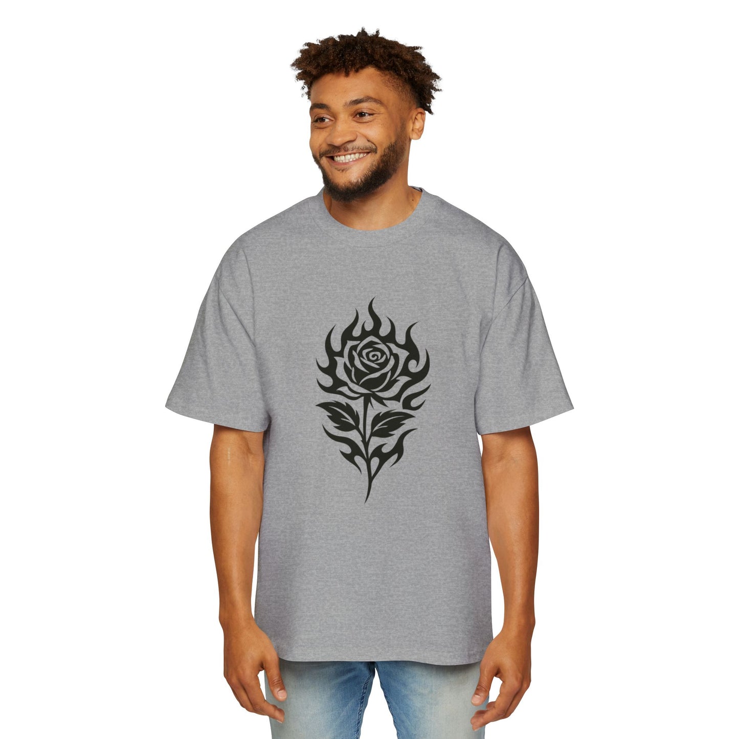 Oversized Tee with Flower Design