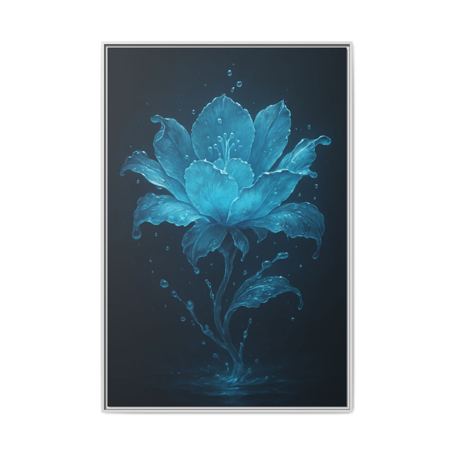 Canvas Wall Art Blue Flower Fancy Matte Framed
