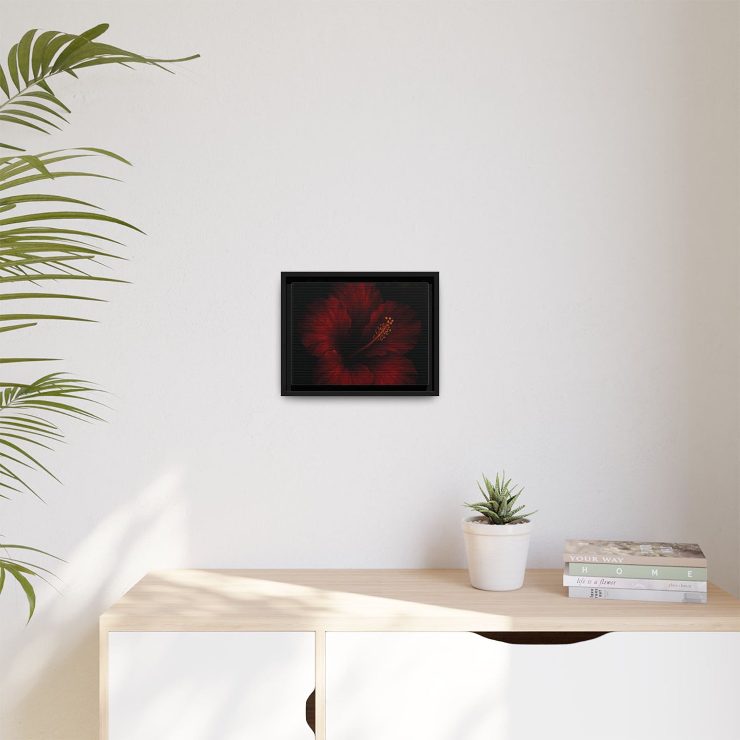 Canvas Wall Art - Red Rose Black Themed