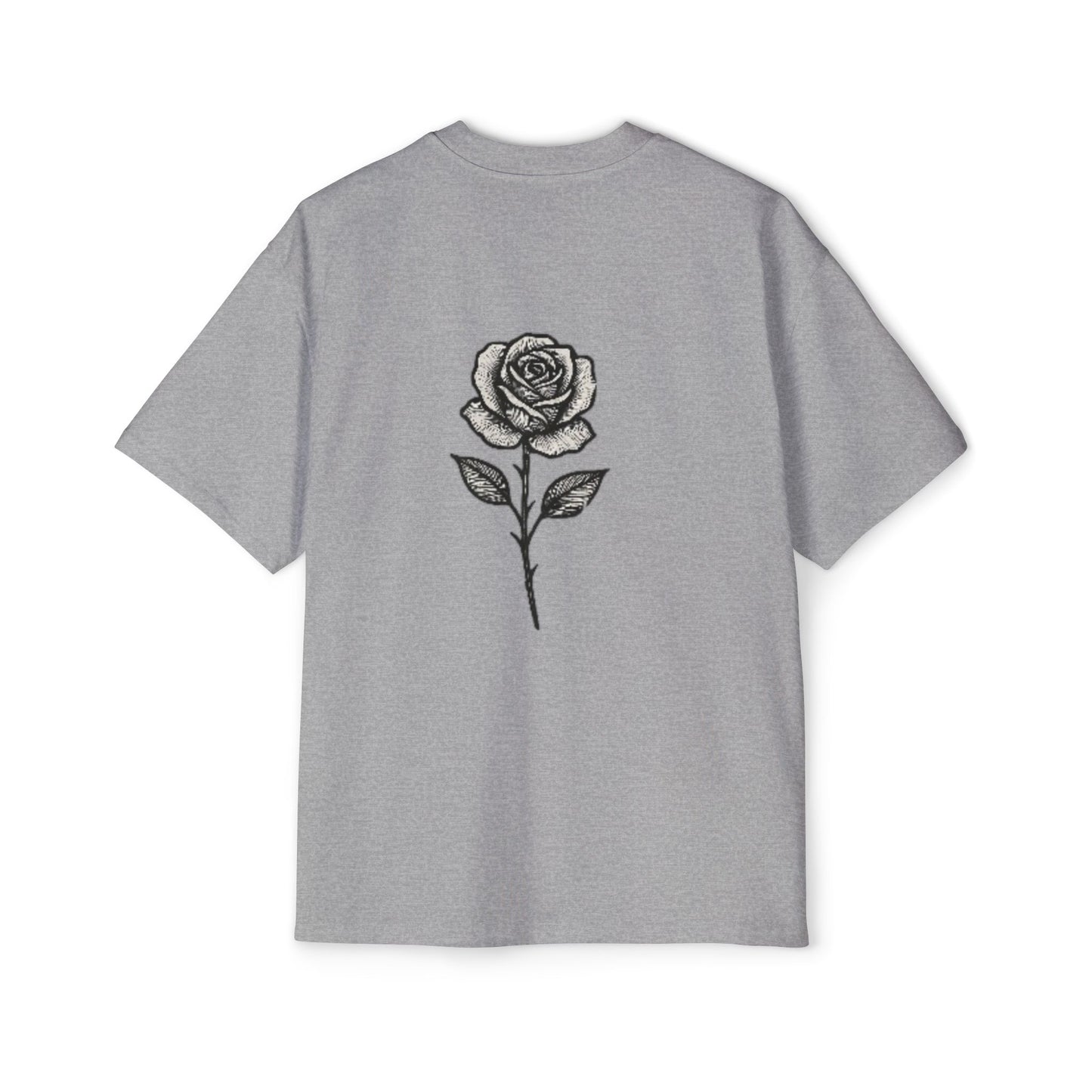 Oversized Tee with Line Art Flower Design