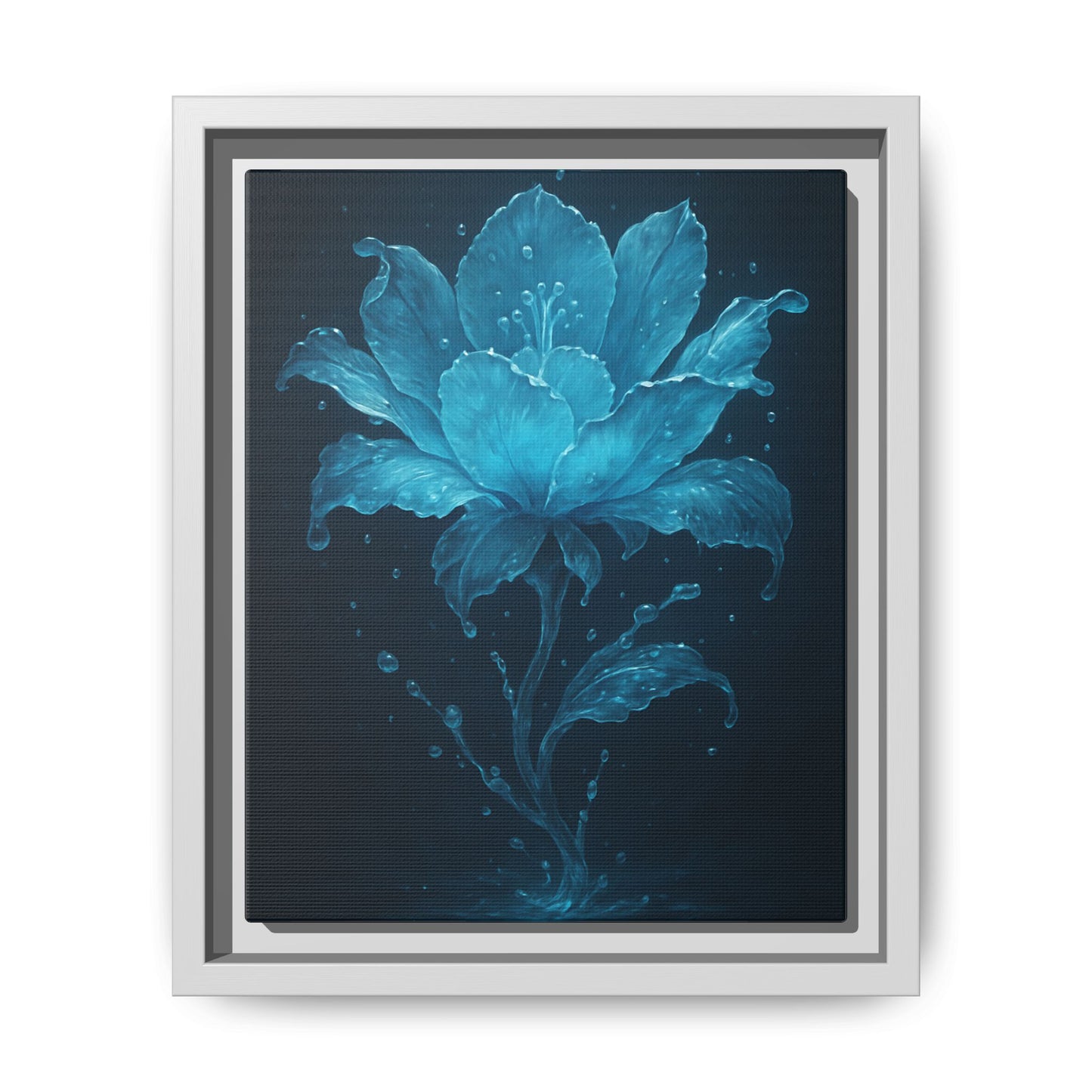 Canvas Wall Art Blue Flower Fancy Matte Framed