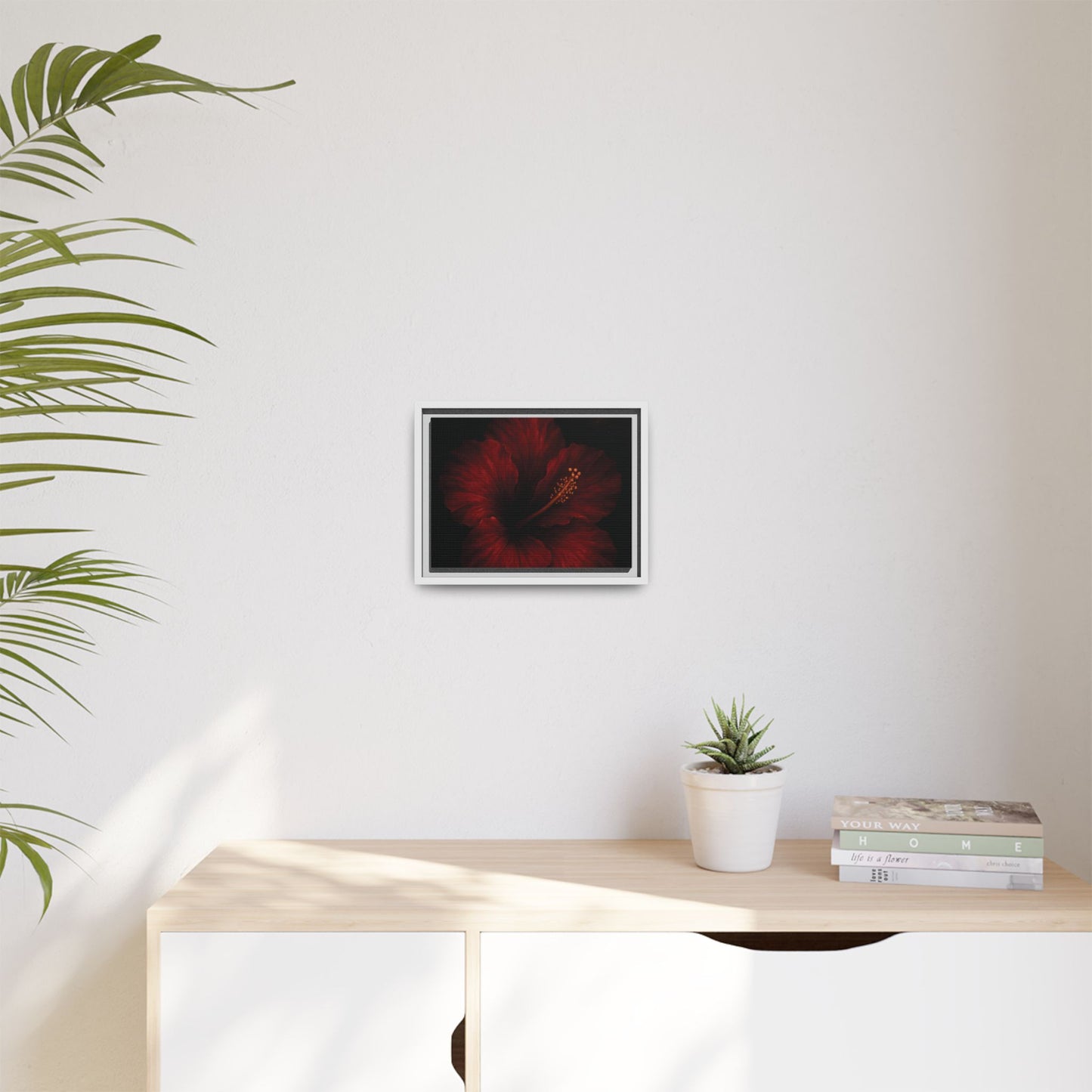 Canvas Wall Art - Red Rose Black Themed