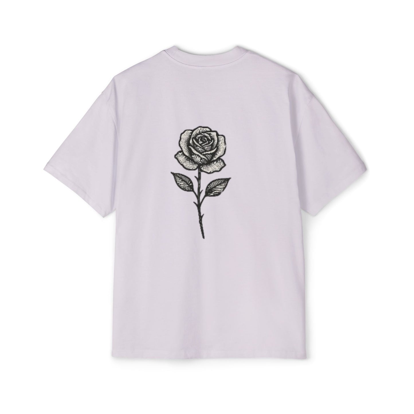Oversized Tee with Line Art Flower Design