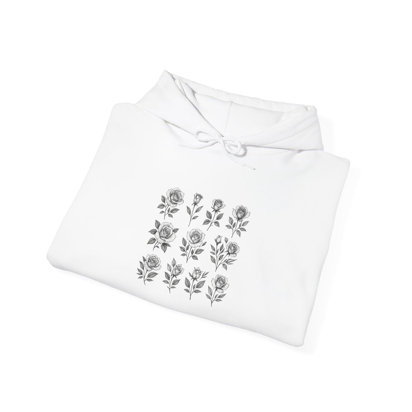 Floral Rose Grid Hoodie — Rose Grid Floral Hooded Sweatshirt