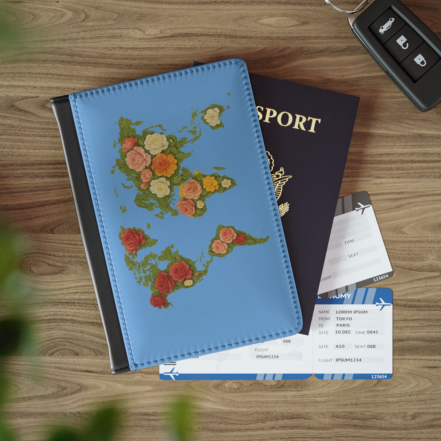 Floral Map Passport Cover