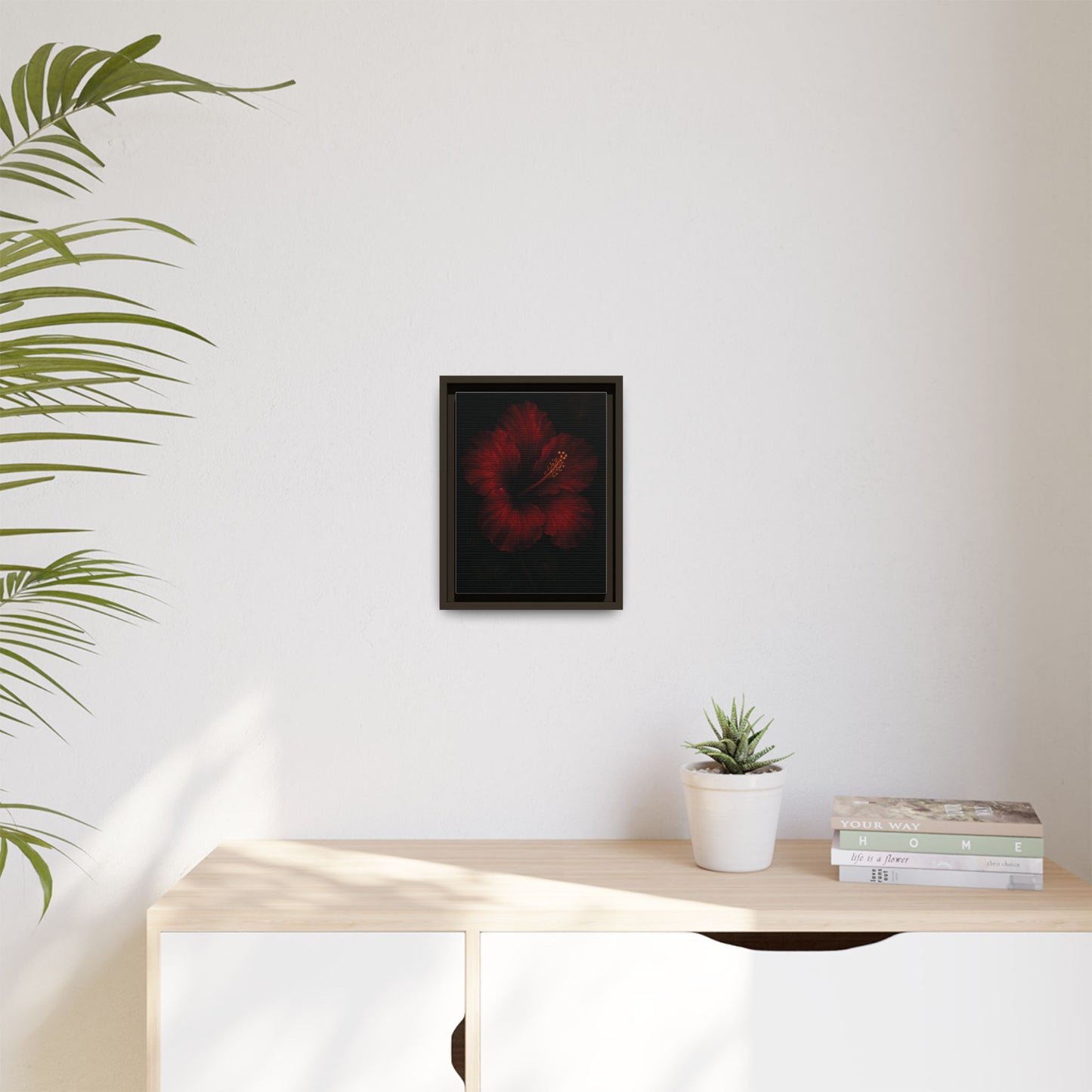 Canvas Wall Art - Red Rose Black Themed