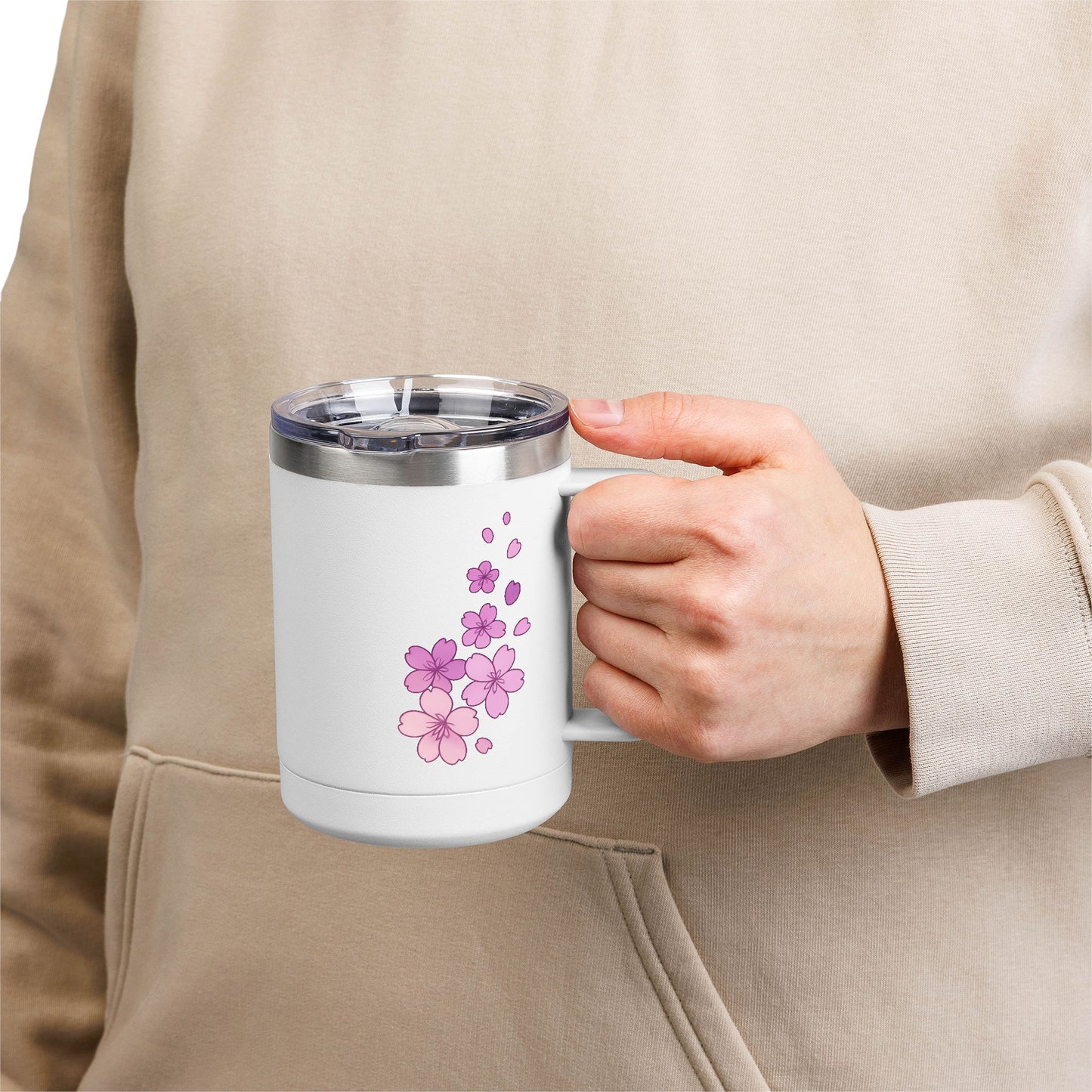 Cherry Blossom Tumbler Mug 15oz - Floral Coffee Cup Gift