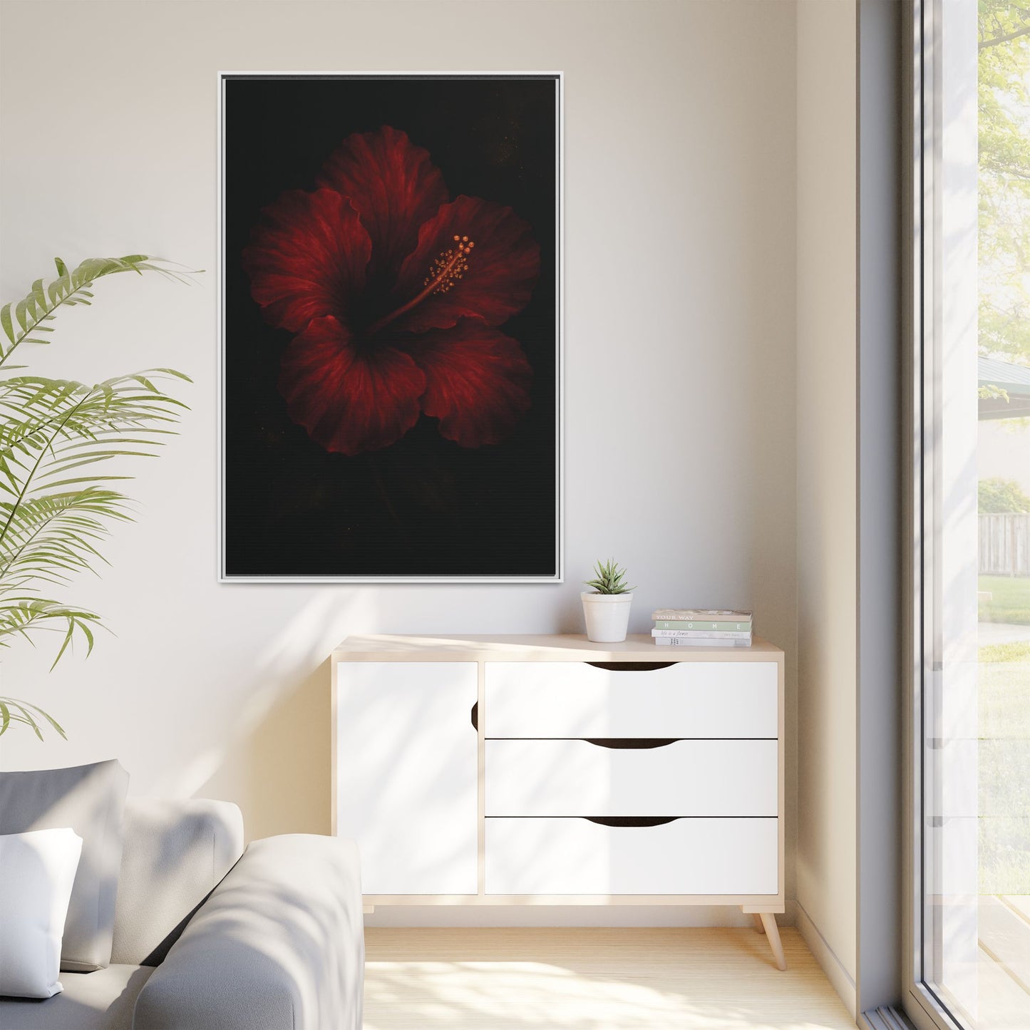Canvas Wall Art - Red Rose Black Themed