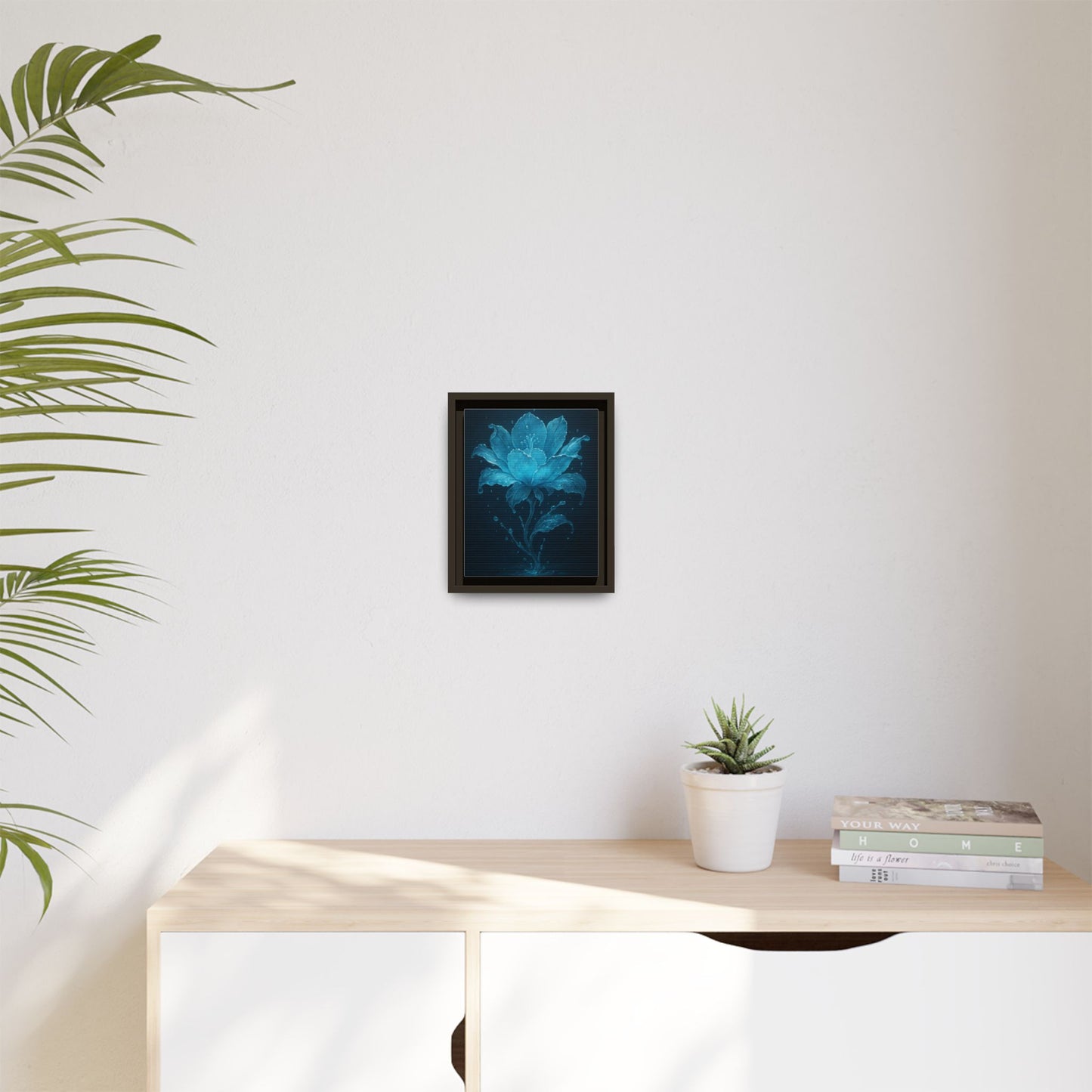 Canvas Wall Art Blue Flower Fancy Matte Framed