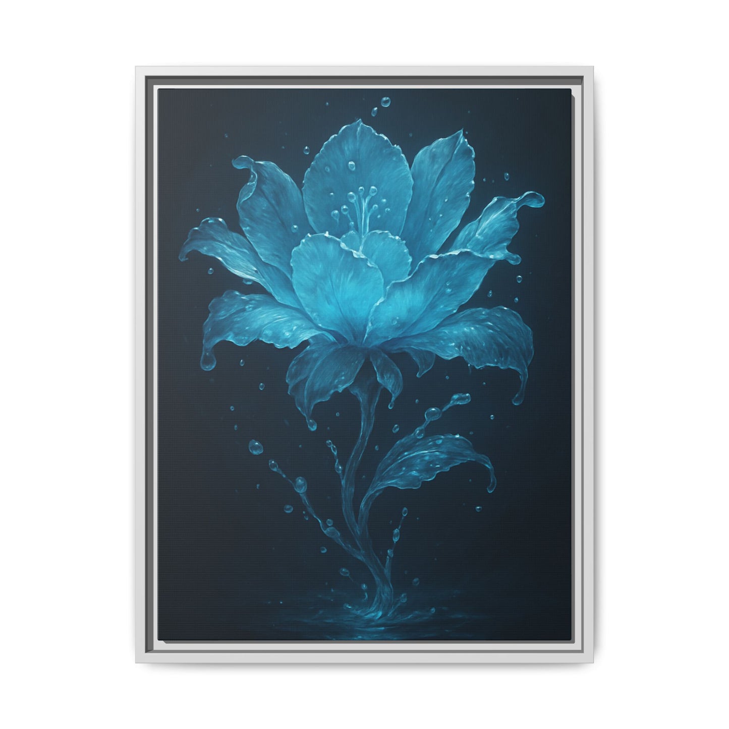 Canvas Wall Art Blue Flower Fancy Matte Framed