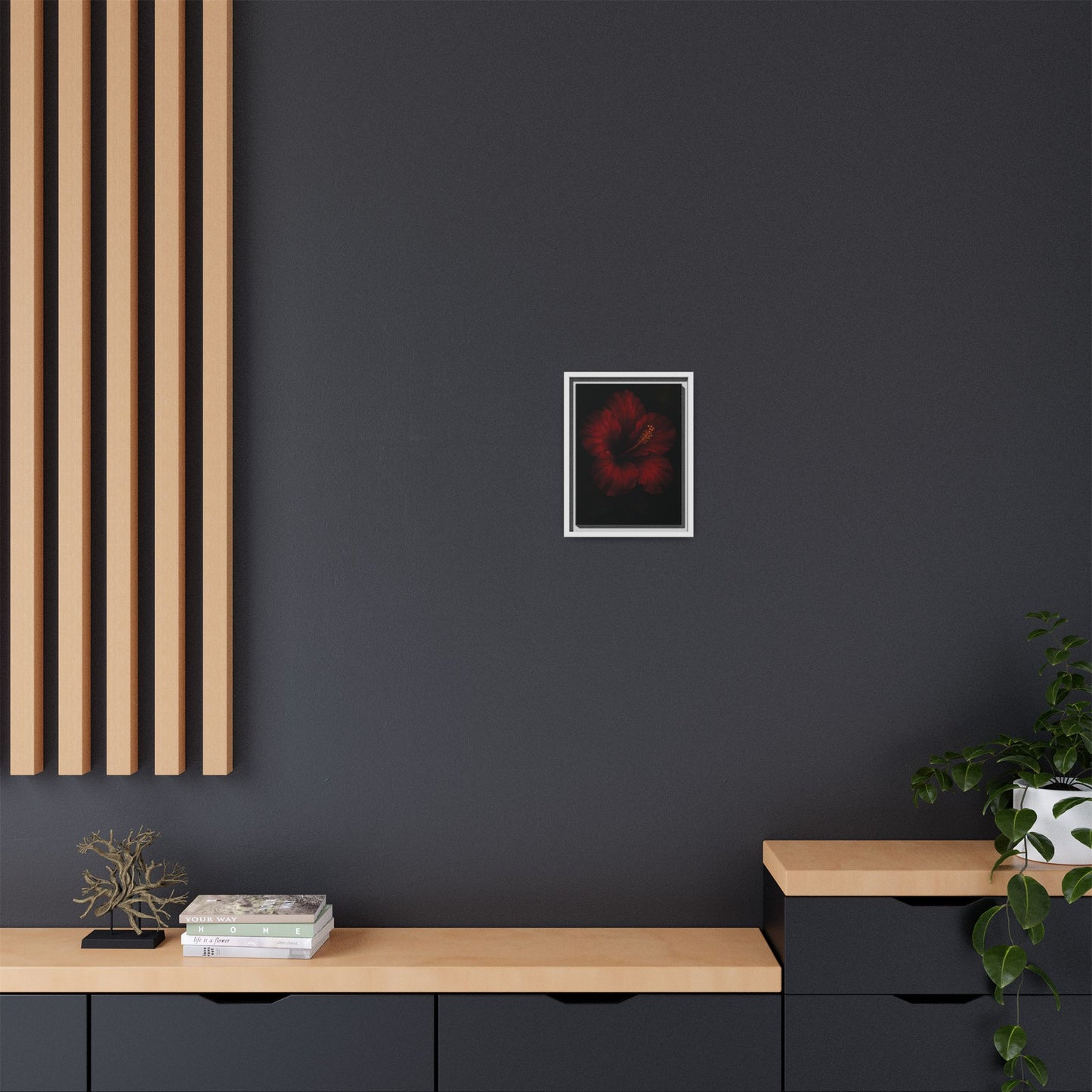 Canvas Wall Art - Red Rose Black Themed