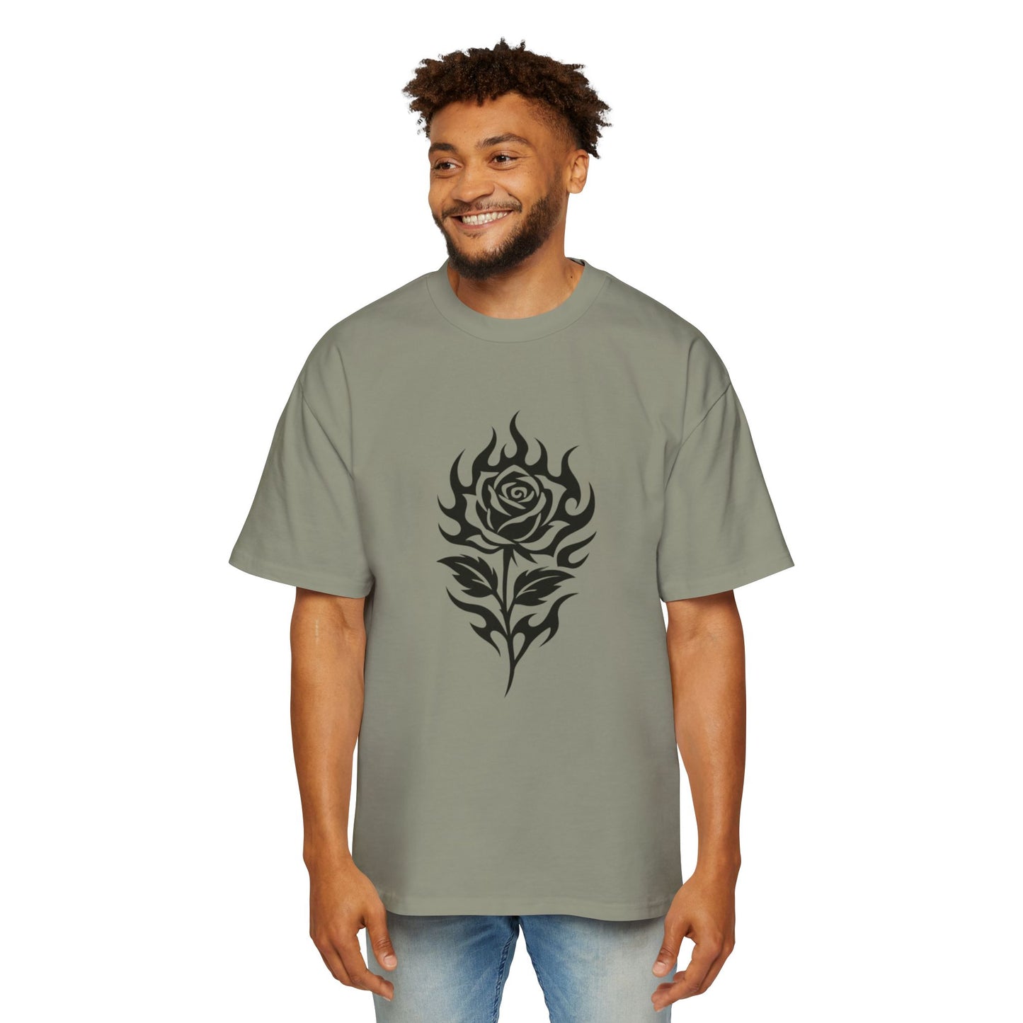 Oversized Tee with Flower Design
