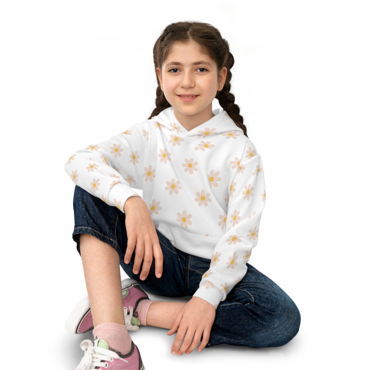 Sunny Floral Kids Hoodie - Colorful Flower Pattern for Boys and Girls