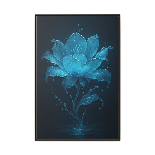 Canvas Wall Art Blue Flower Fancy Matte Framed
