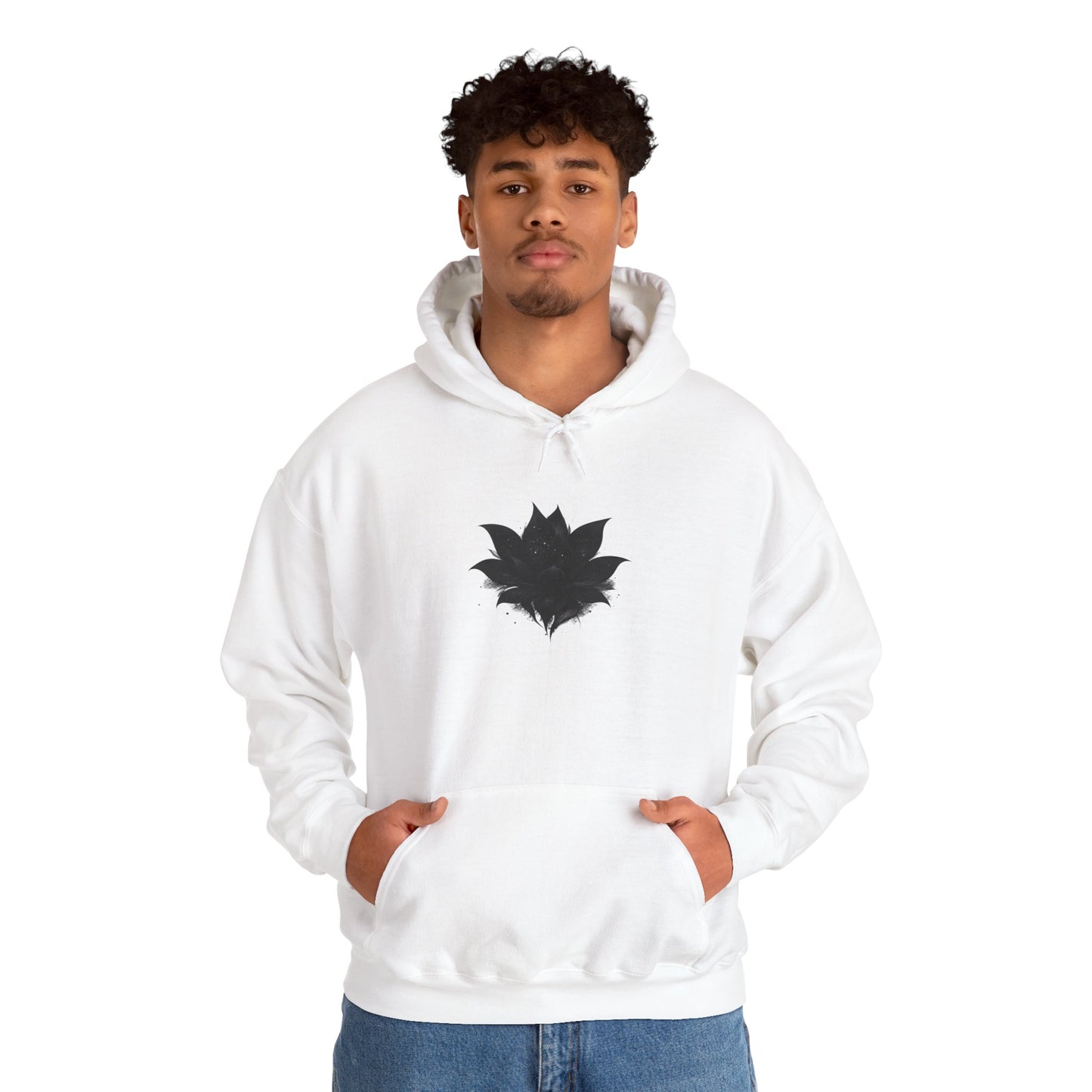 Black Maple Leaf Minimal Hoodie — Nature-Inspired Casual Sweatshirt