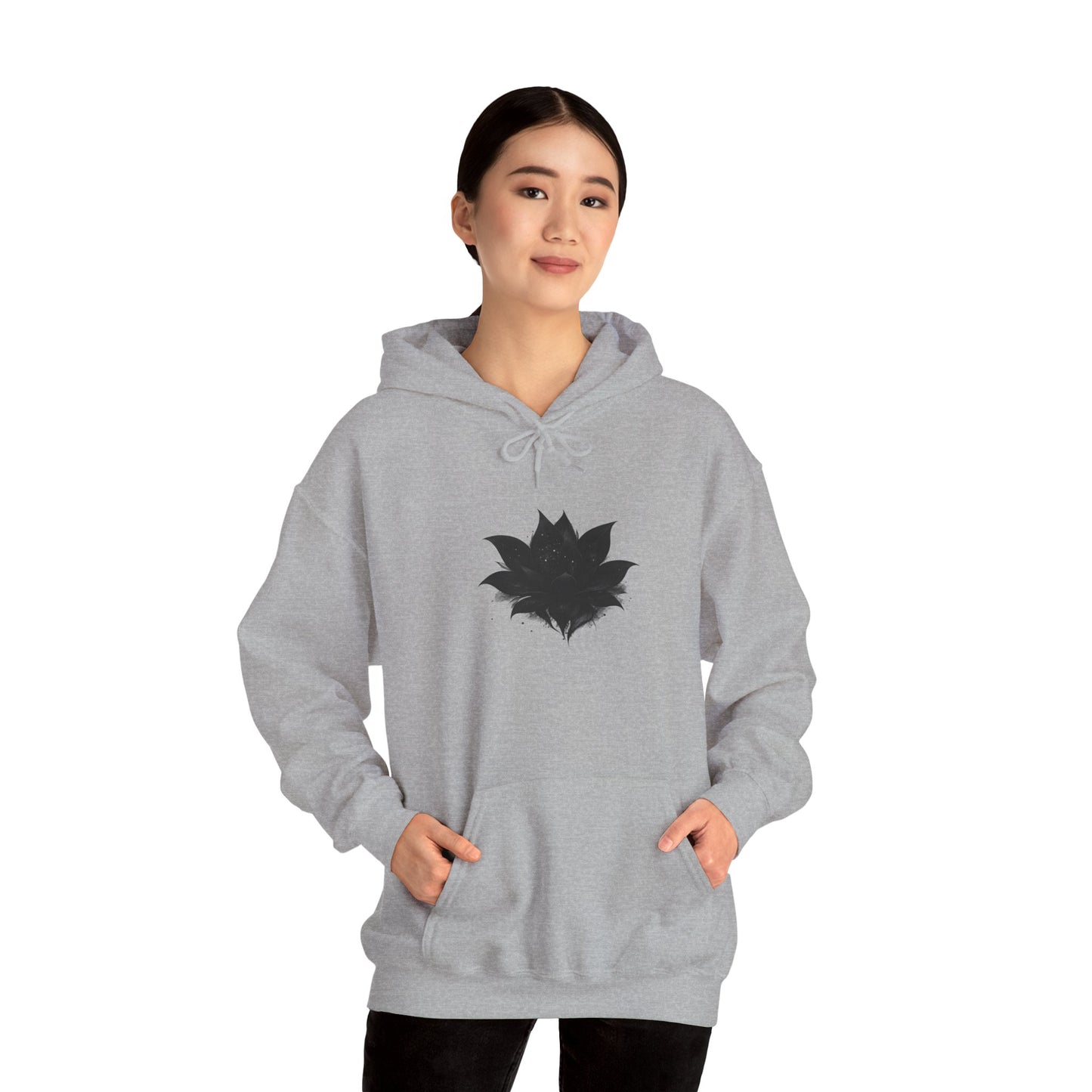Black Maple Leaf Minimal Hoodie — Nature-Inspired Casual Sweatshirt