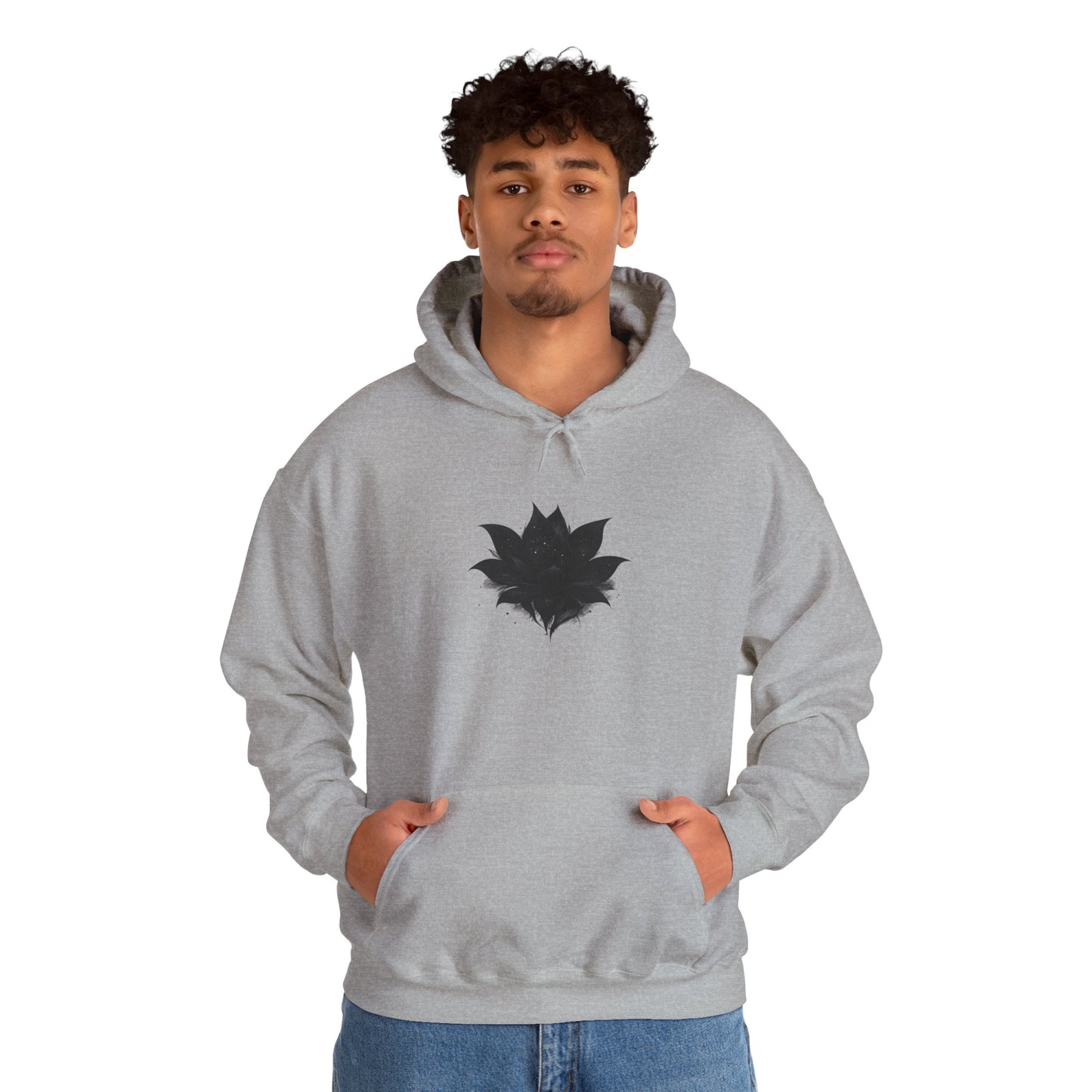 Black Maple Leaf Minimal Hoodie — Nature-Inspired Casual Sweatshirt