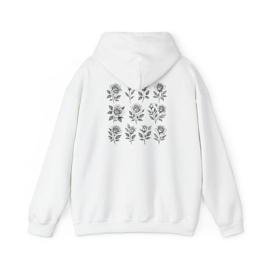 Floral Rose Grid Hoodie — Rose Grid Floral Hooded Sweatshirt
