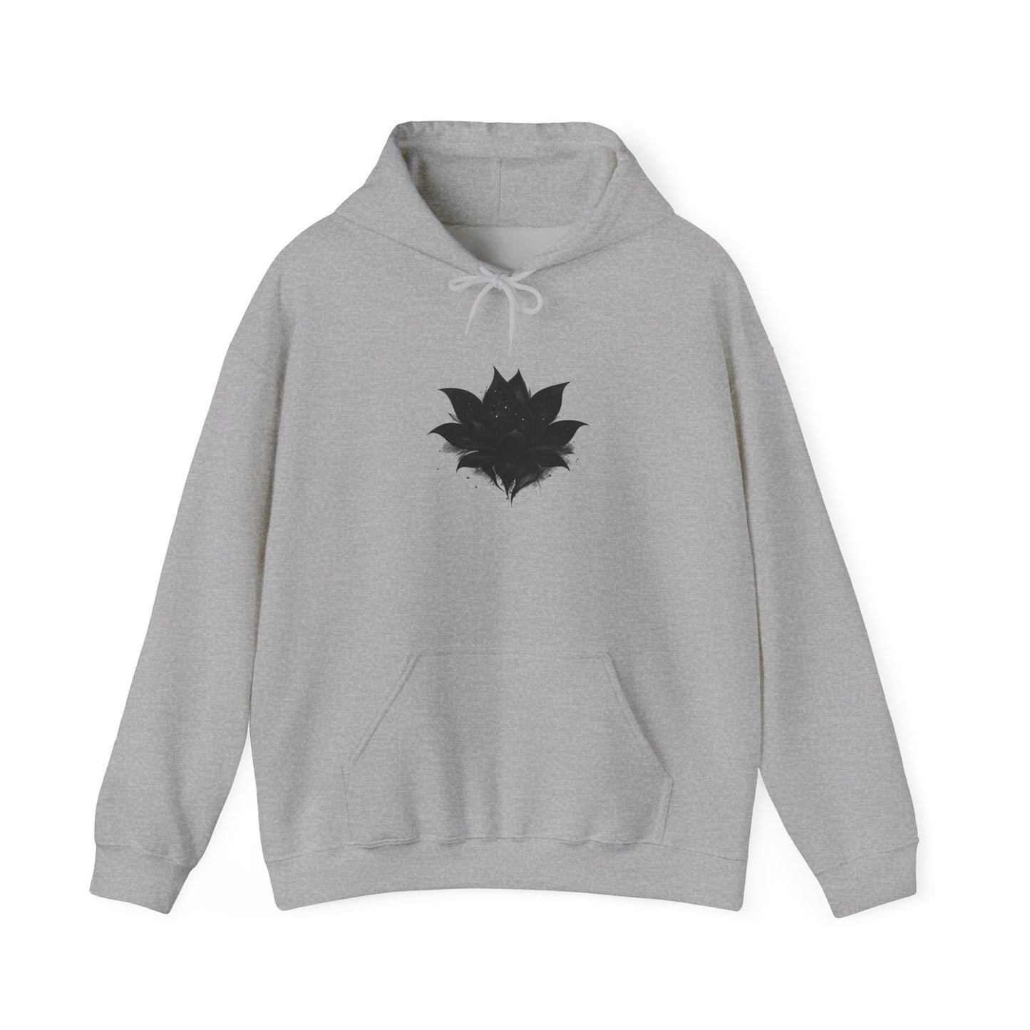 Black Maple Leaf Minimal Hoodie — Nature-Inspired Casual Sweatshirt