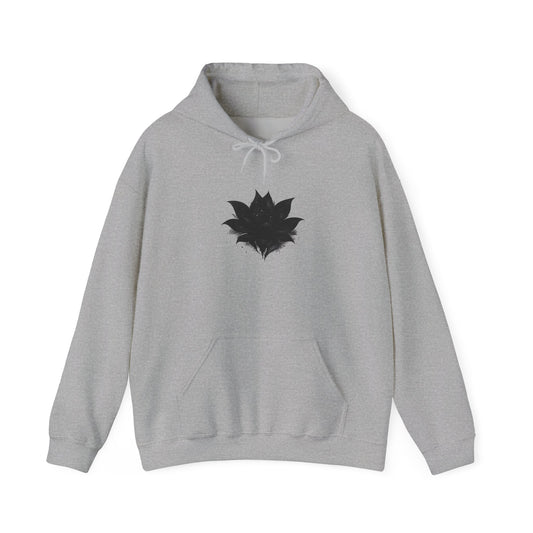 Black Maple Leaf Minimal Hoodie — Nature-Inspired Casual Sweatshirt
