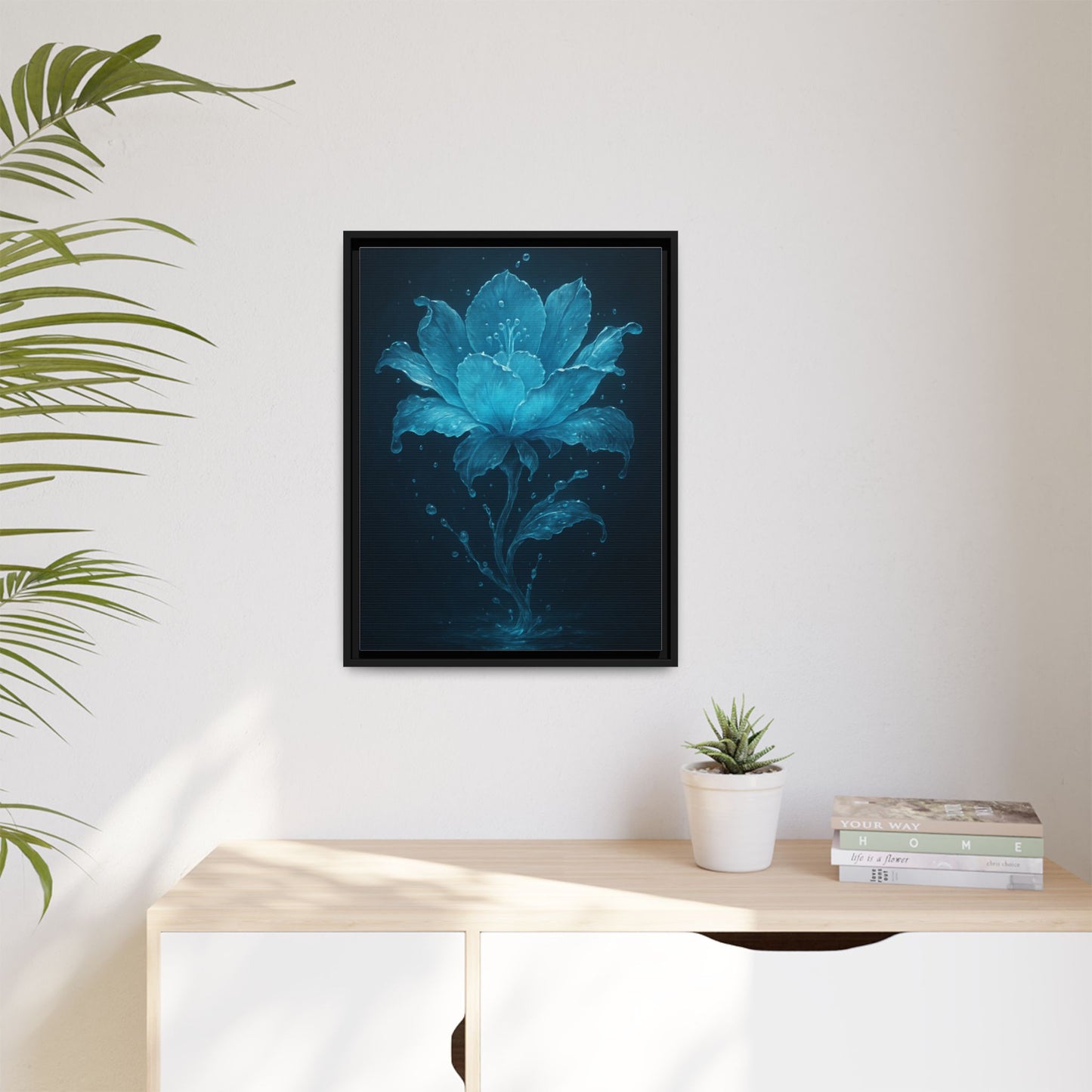 Canvas Wall Art Blue Flower Fancy Matte Framed