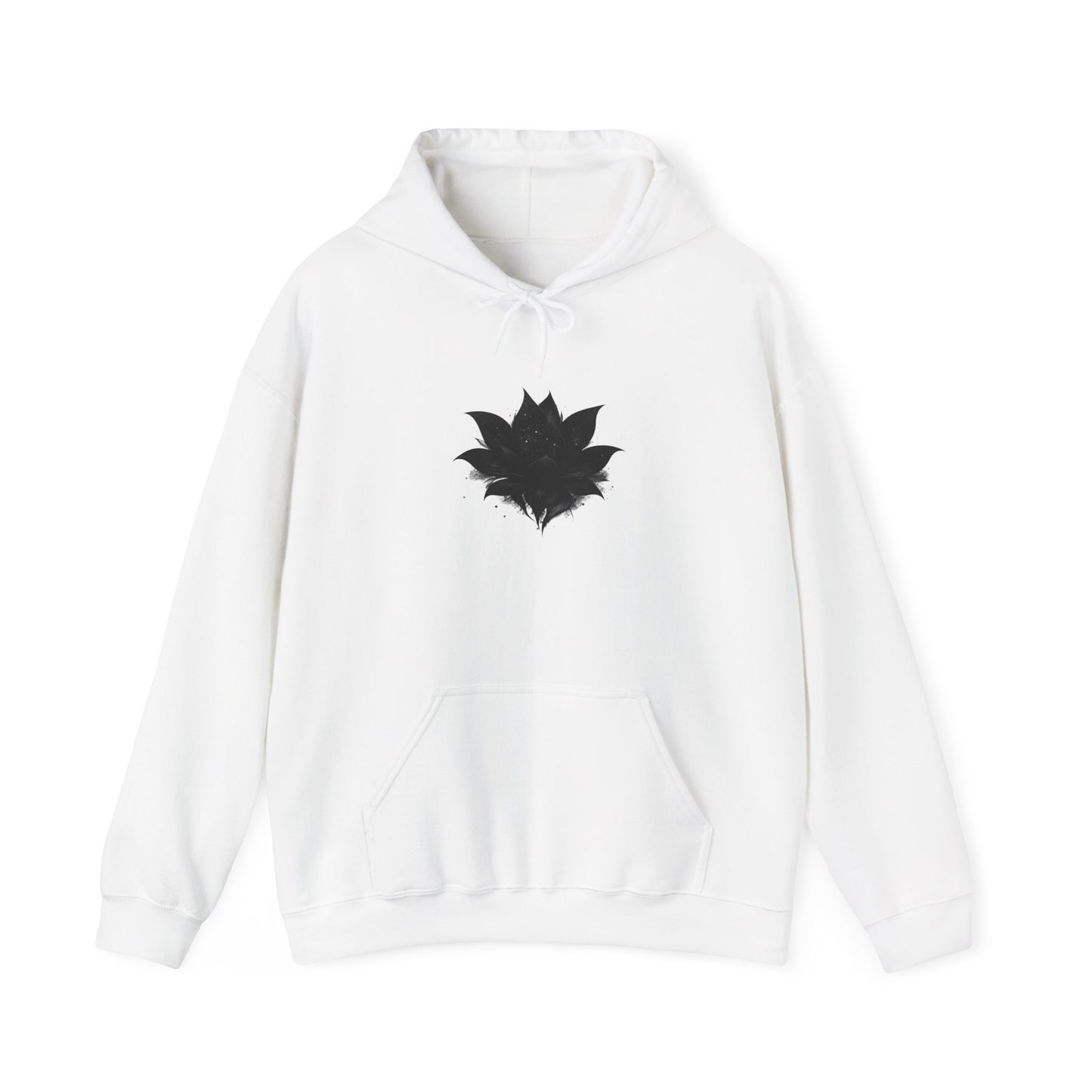 Black Maple Leaf Minimal Hoodie — Nature-Inspired Casual Sweatshirt