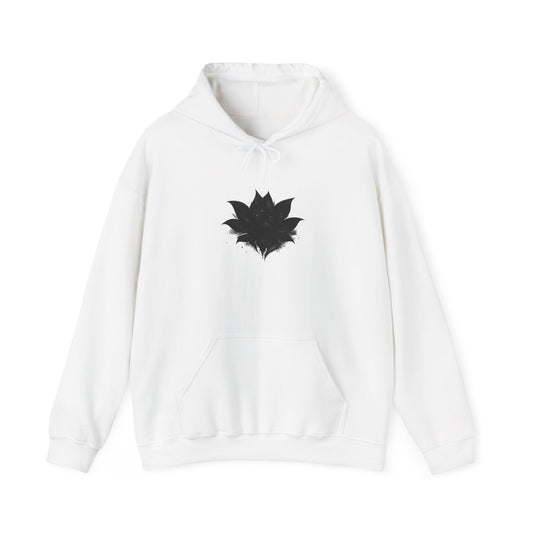 Black Maple Leaf Minimal Hoodie — Nature-Inspired Casual Sweatshirt