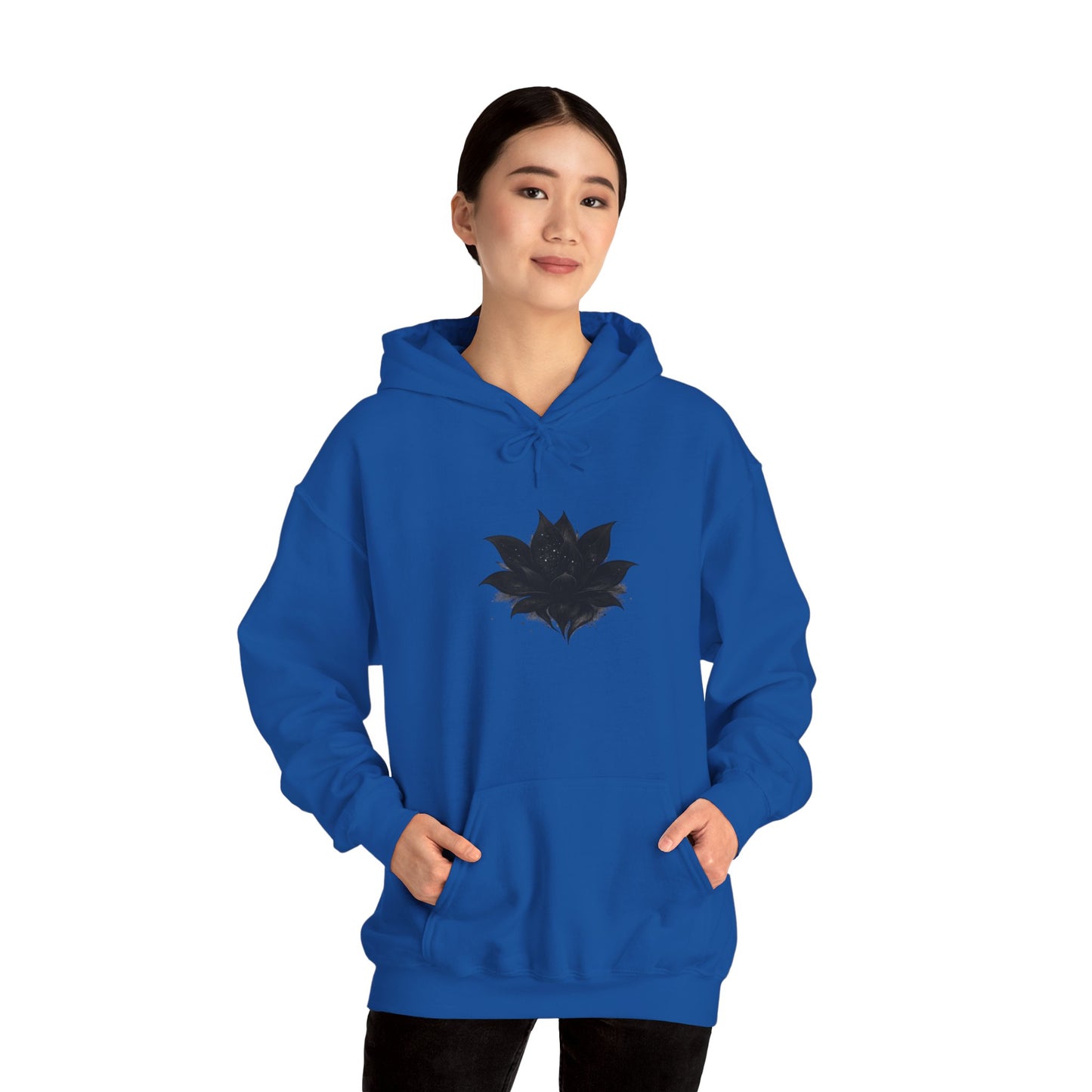 Black Maple Leaf Minimal Hoodie — Nature-Inspired Casual Sweatshirt