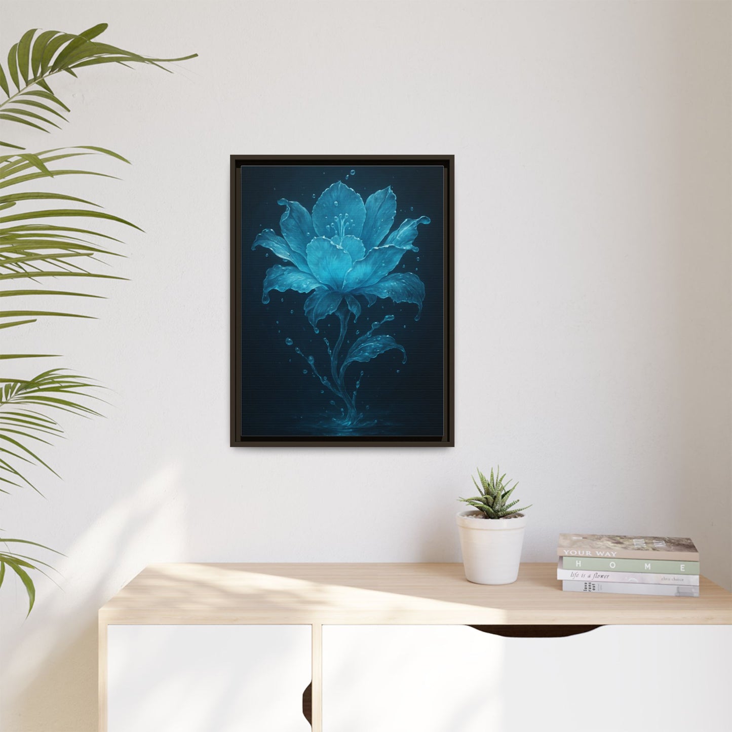 Canvas Wall Art Blue Flower Fancy Matte Framed