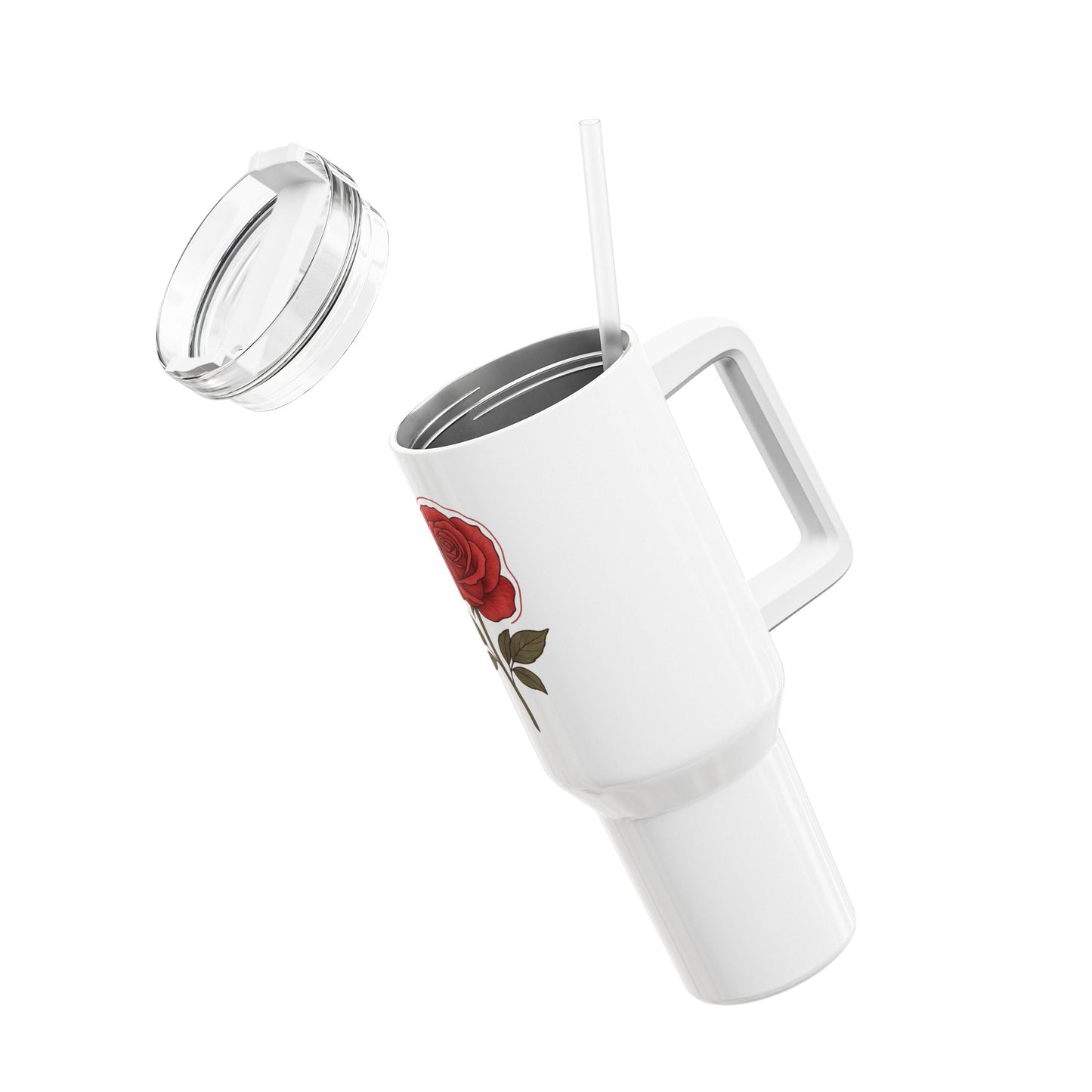 Elegant Floral Tumbler, 40oz Rose Design