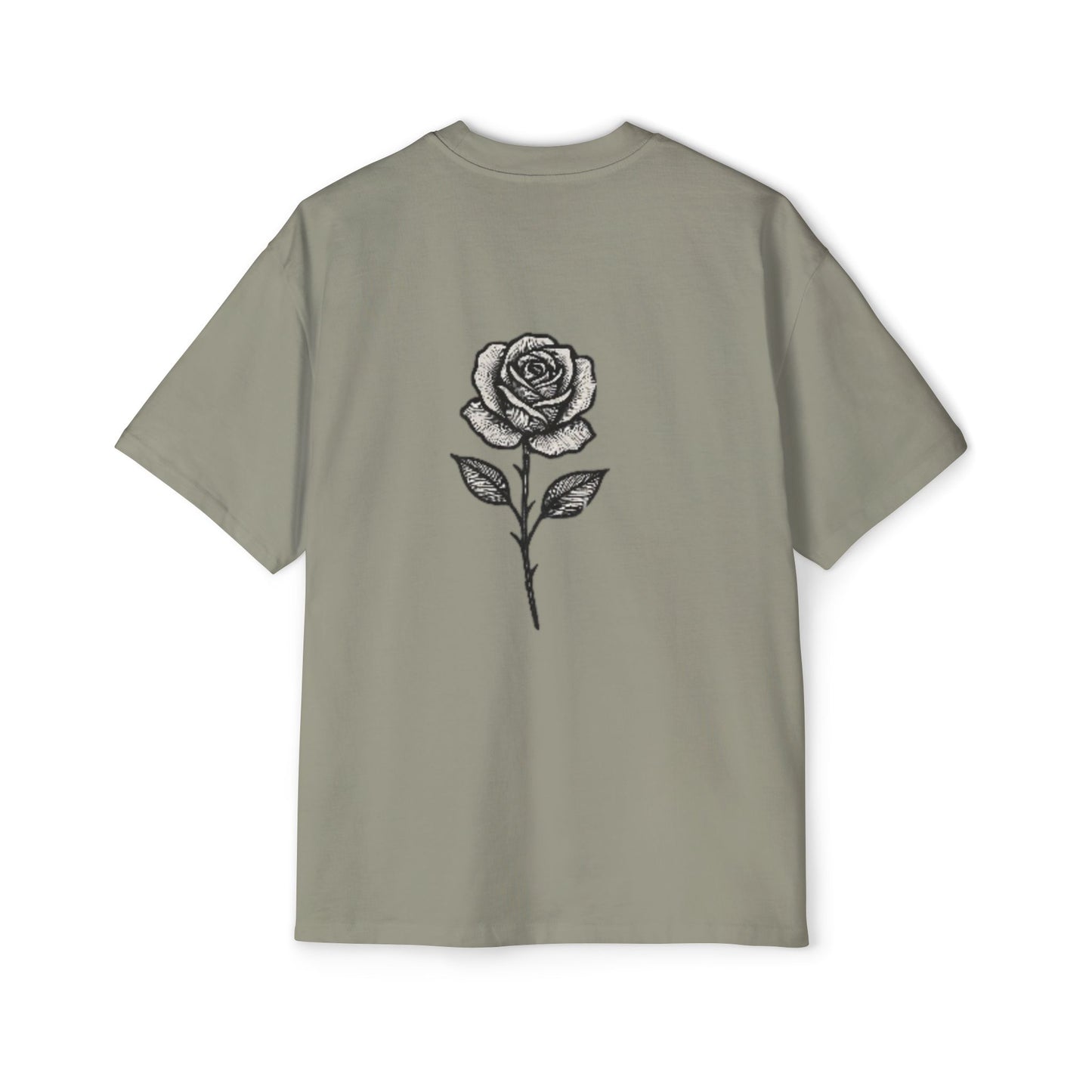 Oversized Tee with Line Art Flower Design